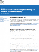 Guidance For Those Who Provide Unpaid Care To Friends Or Family - GOV UK